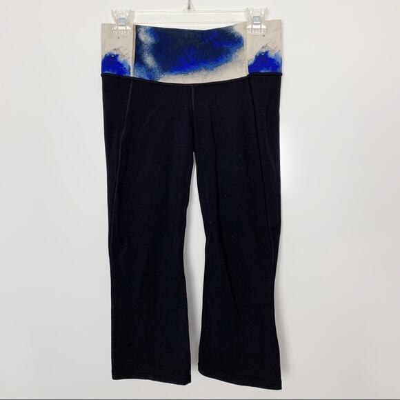 Lululemon Cropped Tadasana Marble Slit Leggings Workout Capris Size 6 - Picture 1 of 6